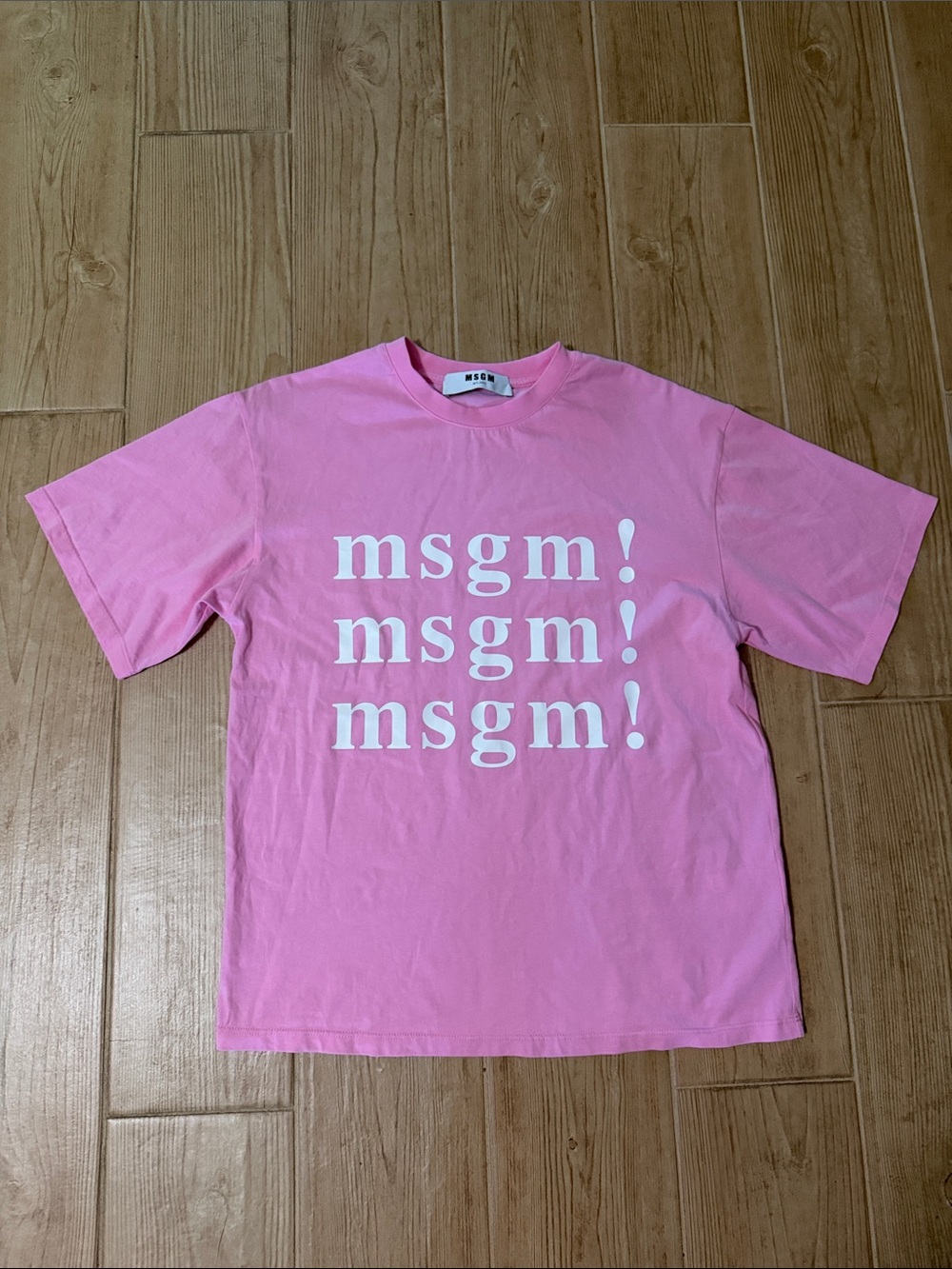 MSGM Pink Women's Logo Tee with White Print